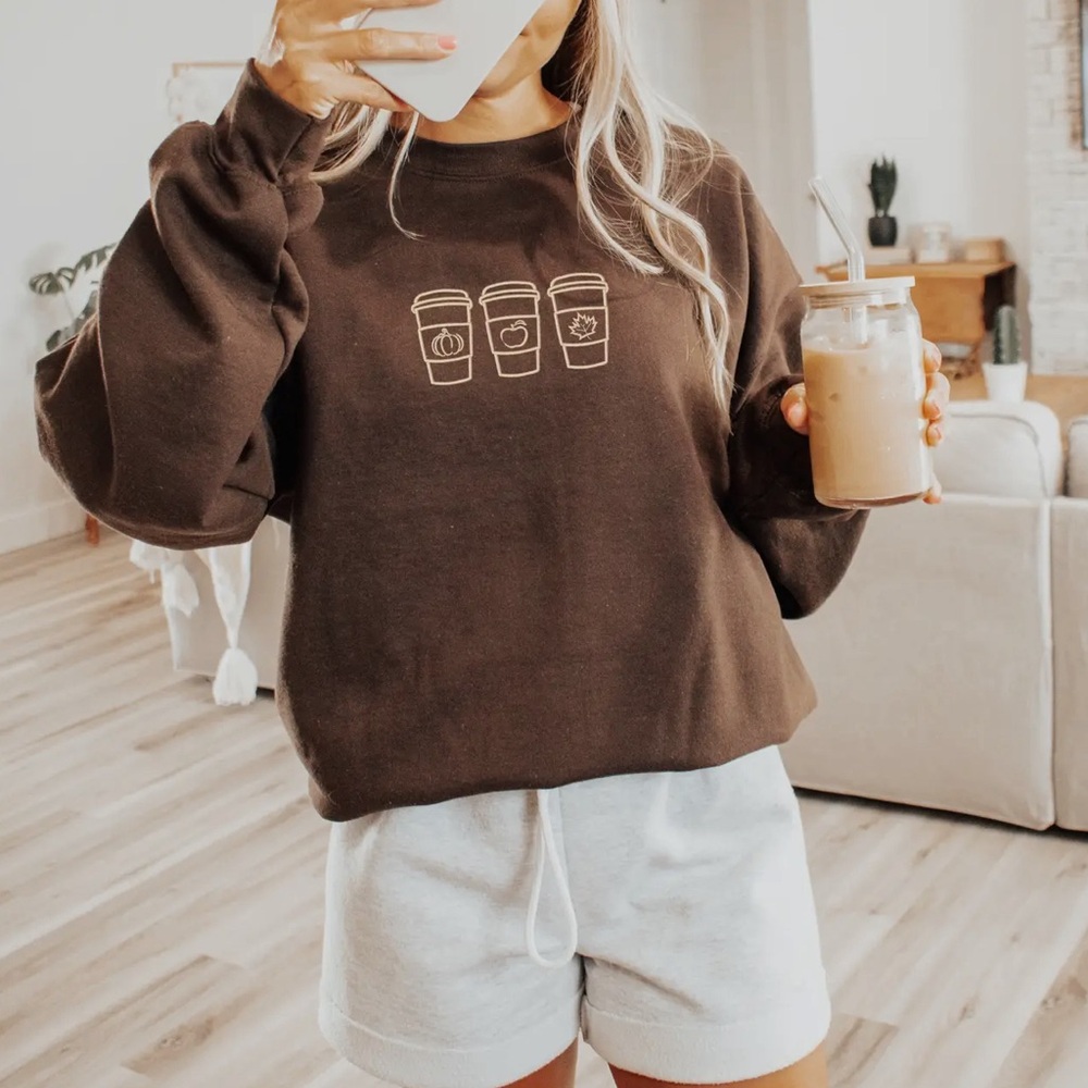 Embroidered Coffee Sweater